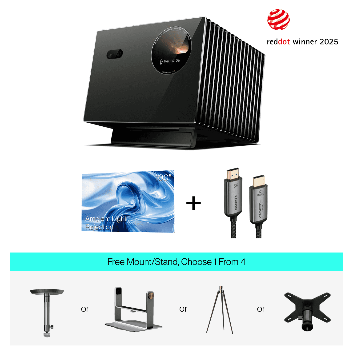 VisionMaster Pro2 + FREE PureVision Anti-Speckle Motorized Screen