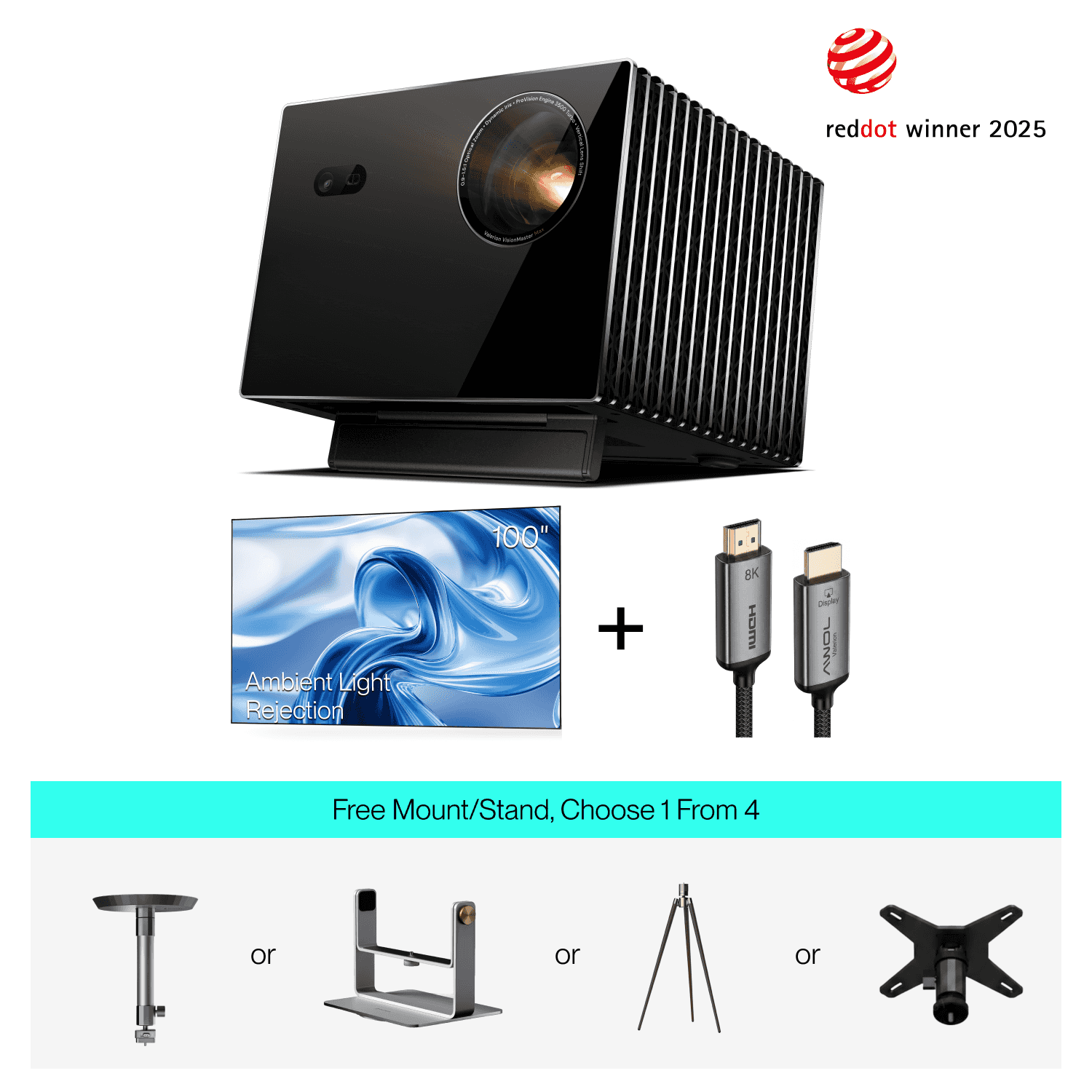 AWOL Valerion 100''/120'' Fresnel Ambient Light Rejecting Screen
