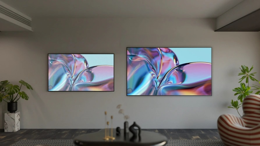 Comparison of anti-laser speckle projection screen and ordinary screen