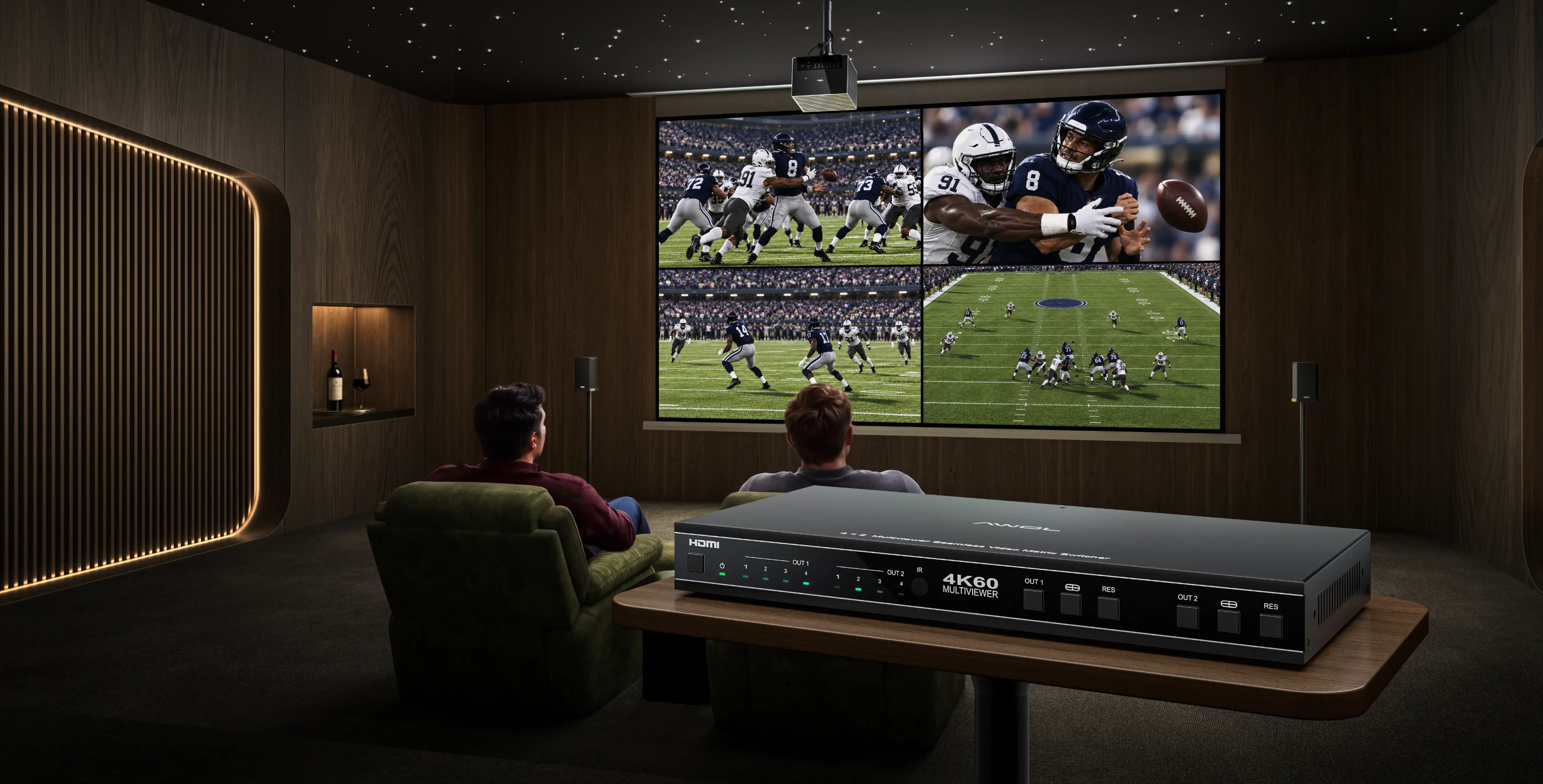 AWOL Valerion 4K60Hz 4x2 Multiviewer Seamless Video Matrix Switcher