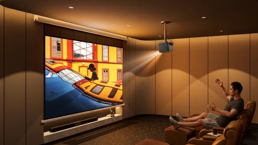 a big projector screen for immersive movie experience