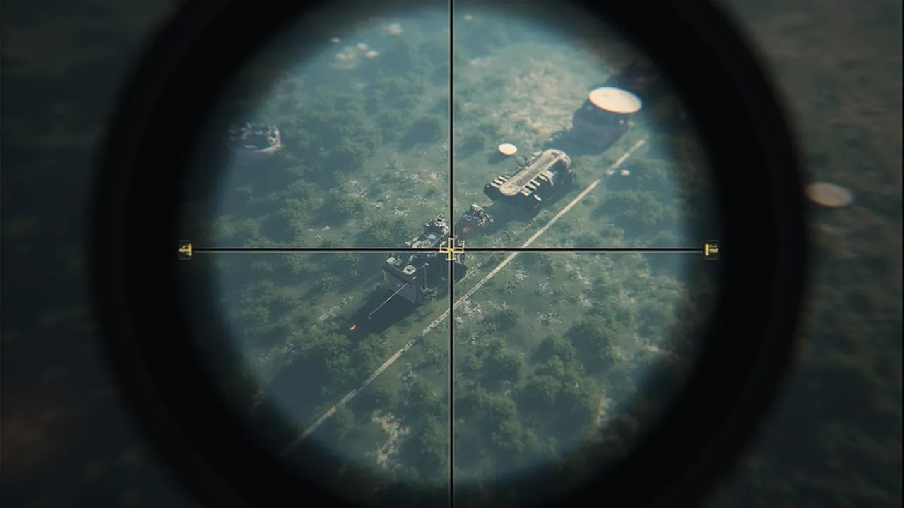 View through a scope overlay in VisionMaster Pro 2’s FPS Crosshair feature.